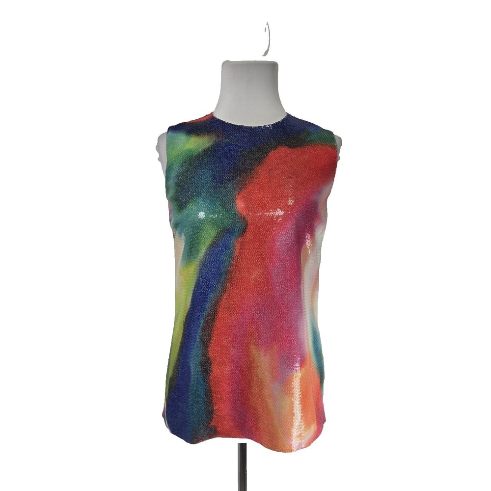 Lauren Ralph Lauren Purple Label Abstract Sequin Silk Top Size 0 New $1990